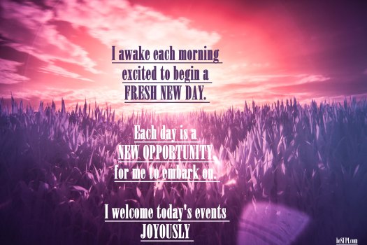 I awake each morning excited to begin a fresh new day. Each day is a new opportunity for me to embark on. I welcome today's events joyously.  #LYL #Liveyourlife #Love #life #besupieveryday #mantra